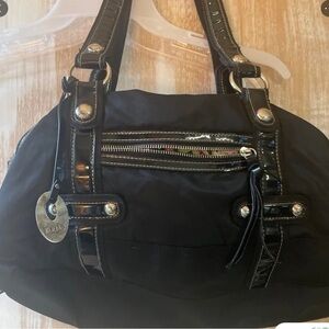 Emma  Black Shoulder Bag with Silver Details